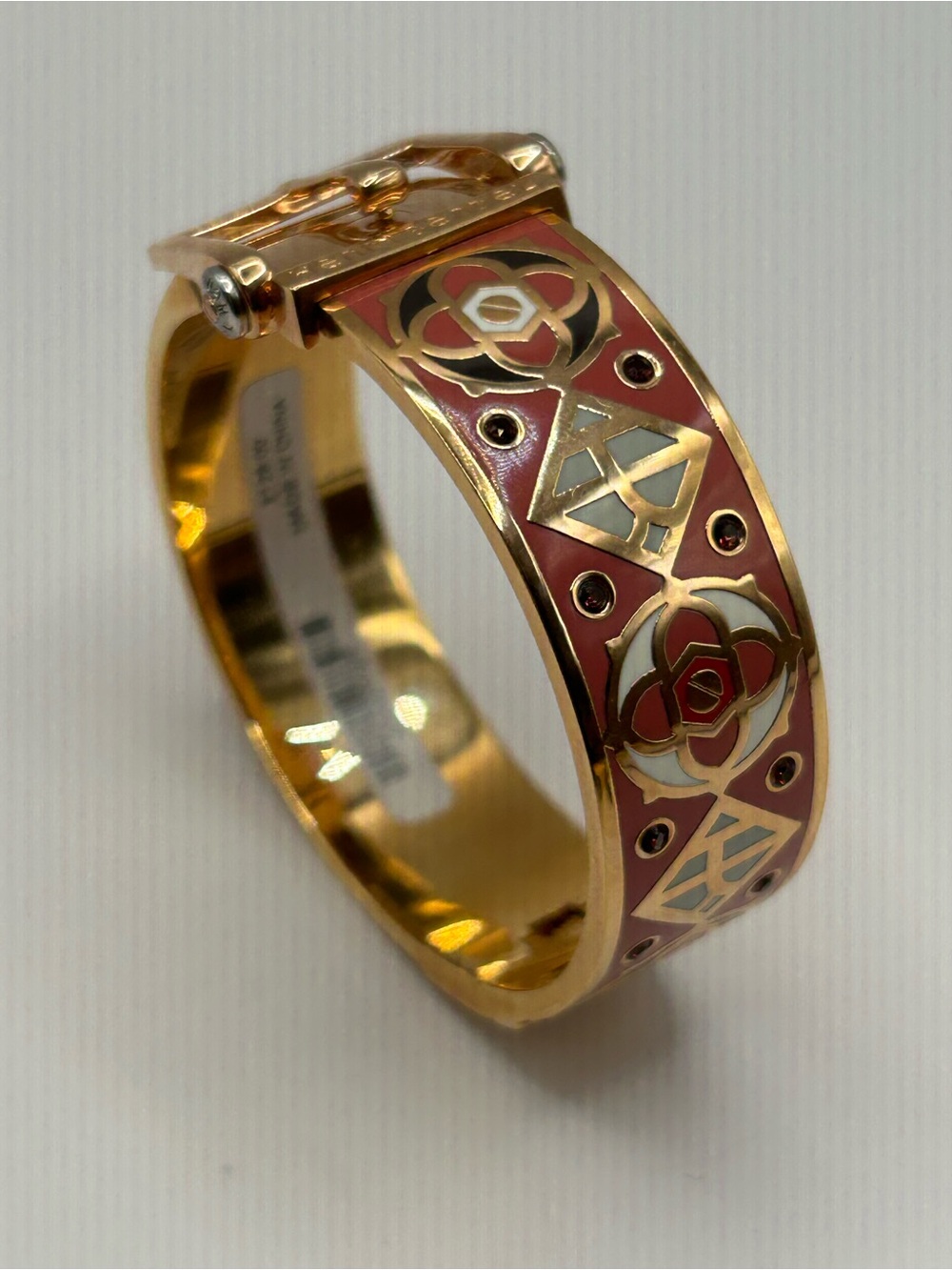 Henri Bendel Rose Gold & Coral Buckle Enamel Bracelet - Picture 6 of 12
